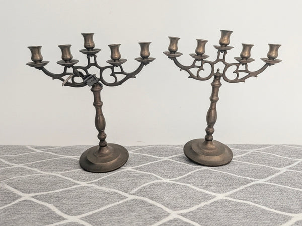 Brass Candelabras, Pair