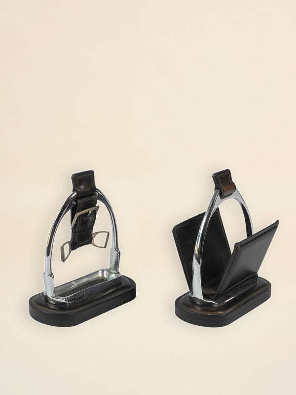 Jacques Adnet Leather and Metal Desk Accessories