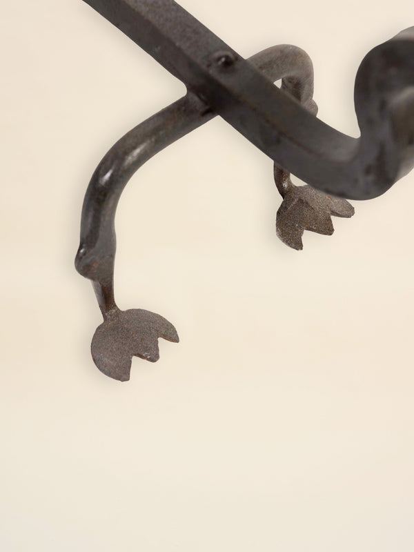 Vintage Hand Forged Wrought Iron Dragon Andirons