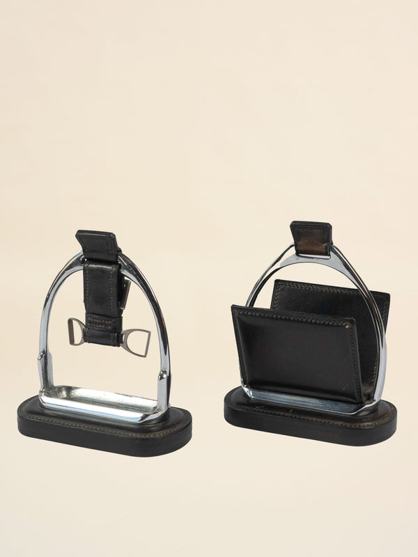 Jacques Adnet Leather and Metal Desk Accessories