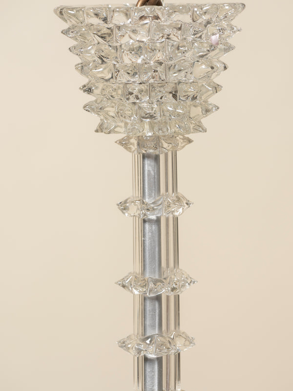 5-Arm Rostrato Murano Glass Chandelier, C 1950