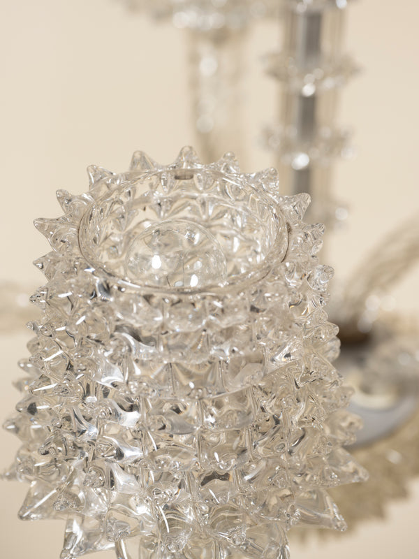 5-Arm Rostrato Murano Glass Chandelier, C 1950