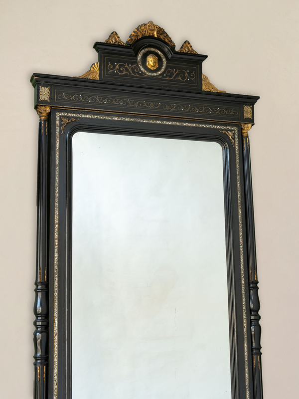 Antique French Ebonised Dressing Mirror