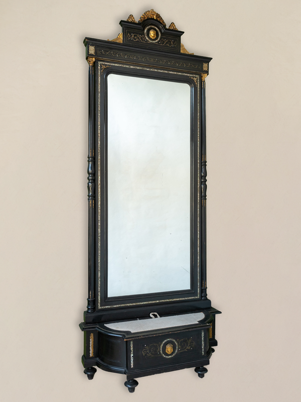Antique French Ebonised Dressing Mirror
