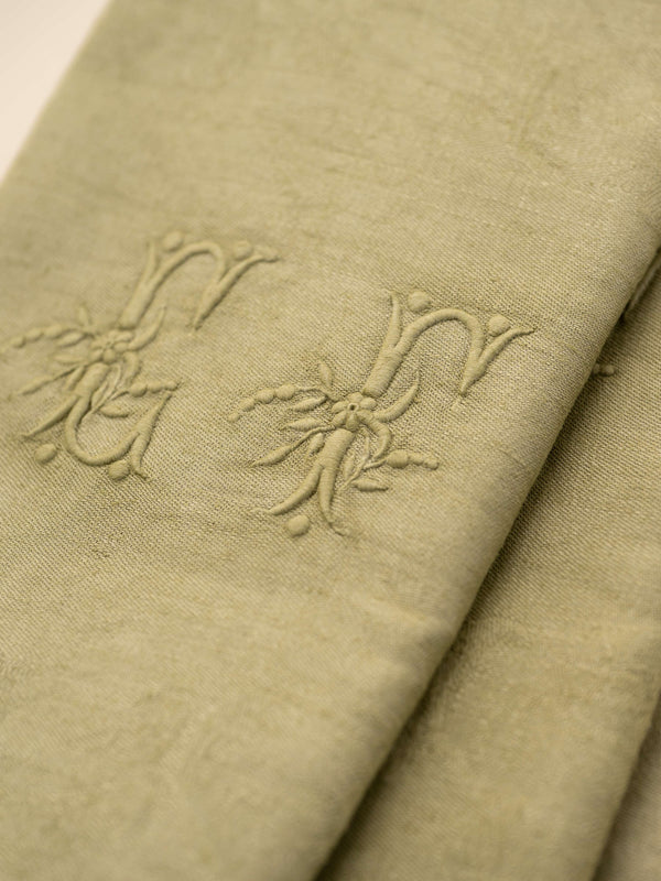 Antique Linen Monogramed Napkins, Set of 4