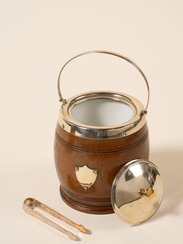 Bisquit Wood and Silver Ice Buckets