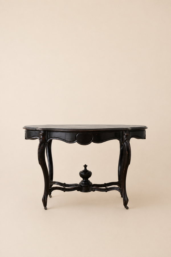 Ebonised Mahogany Lamp Table with Serpentine Top
