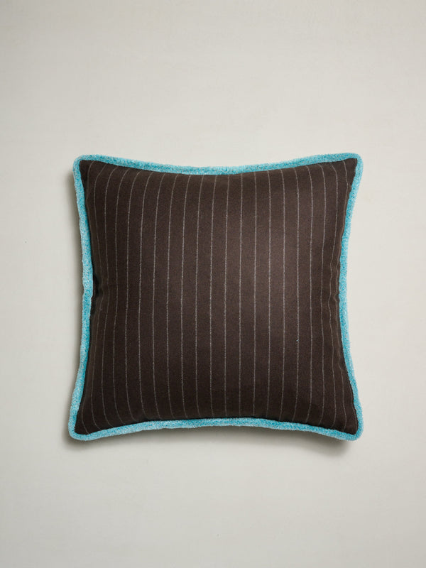 Saville Row Moss Chalk Stripe, Cyan Blue Fringe