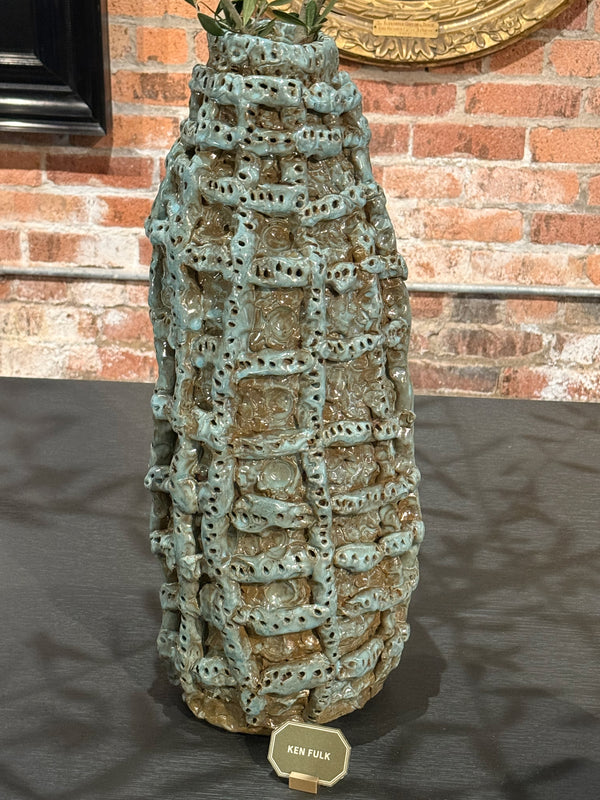 Tall Sky Blue Chain Vessel - Cam Caldwell