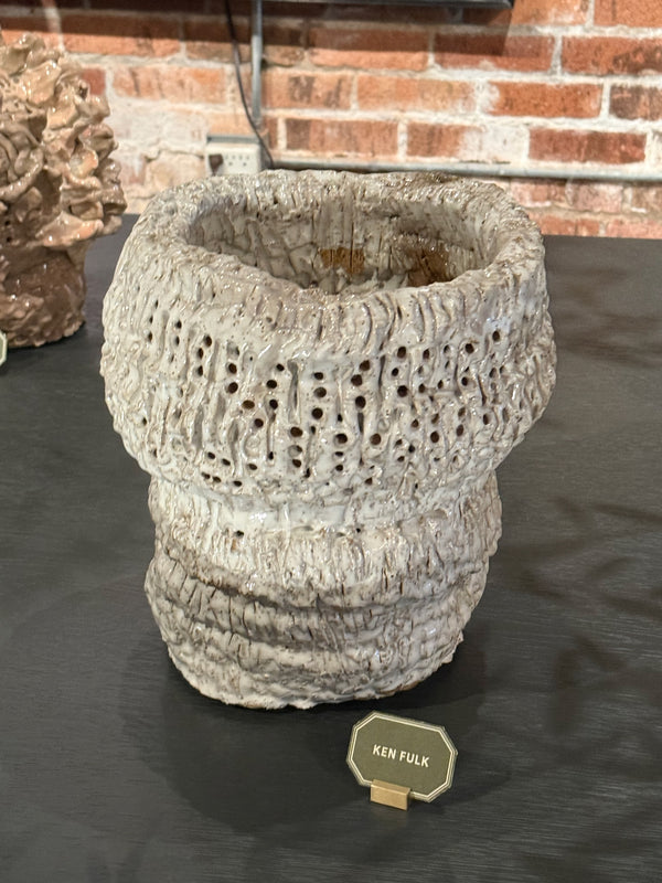Short White Speckle Vessel - Cam Caldwell