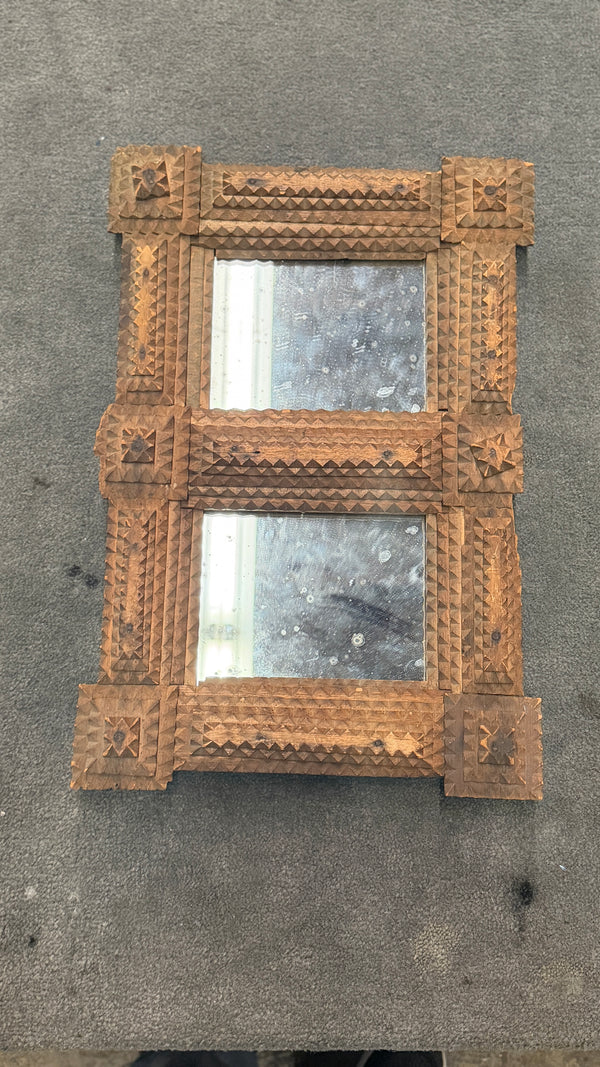 Tramp Art Framed Mirror - Stacked mirrors