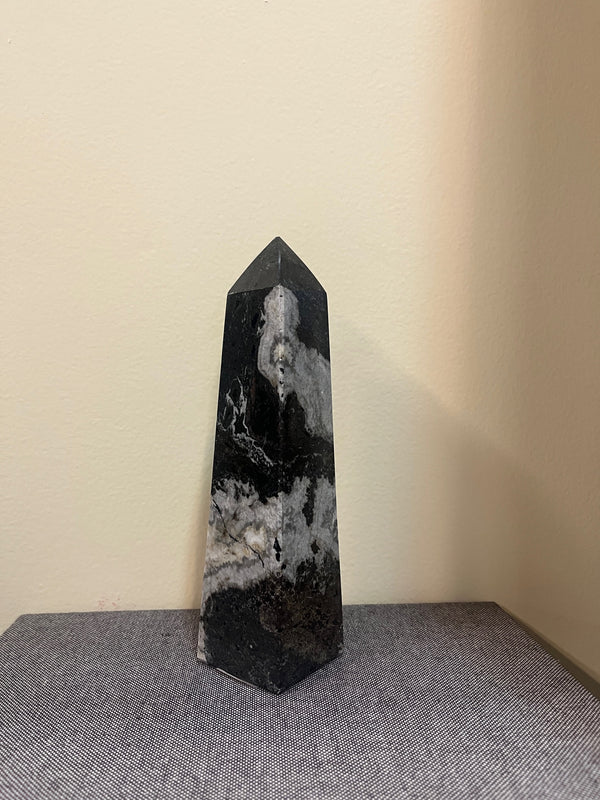 Vintage Zebra Marble Obelisk