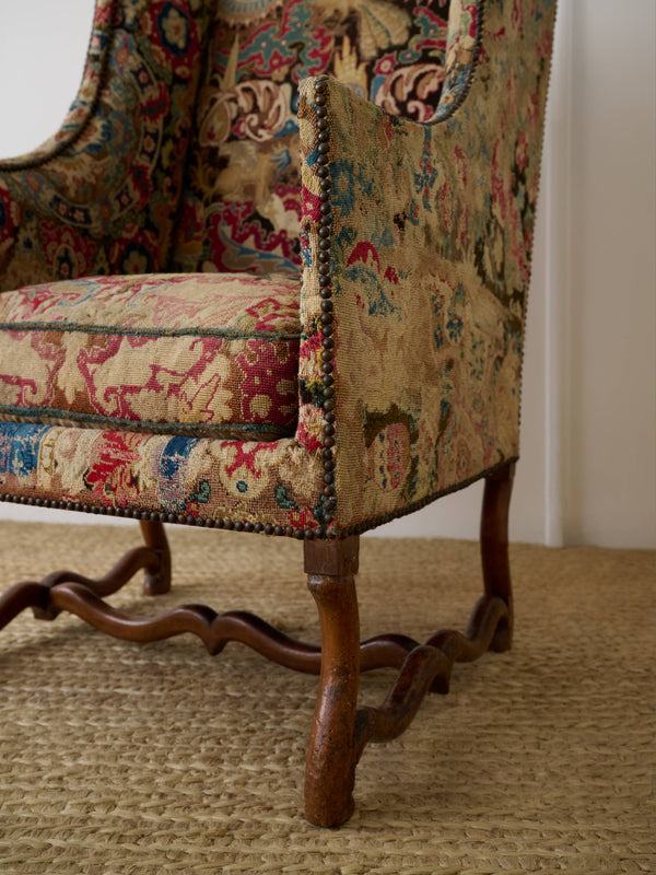 17th C Tapestry Wing Chair