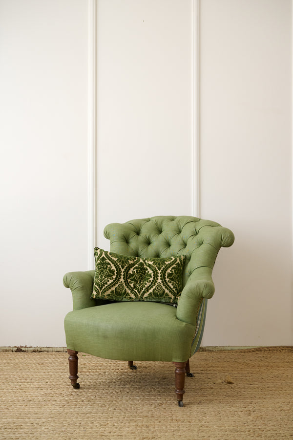 French Tufted Armchairs with Nailhead Details