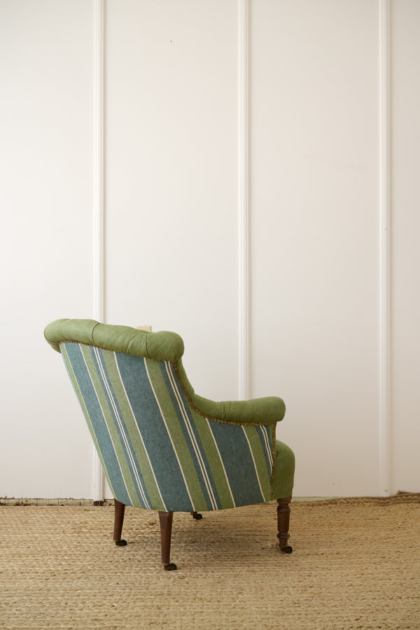 French Tufted Armchairs with Nailhead Details