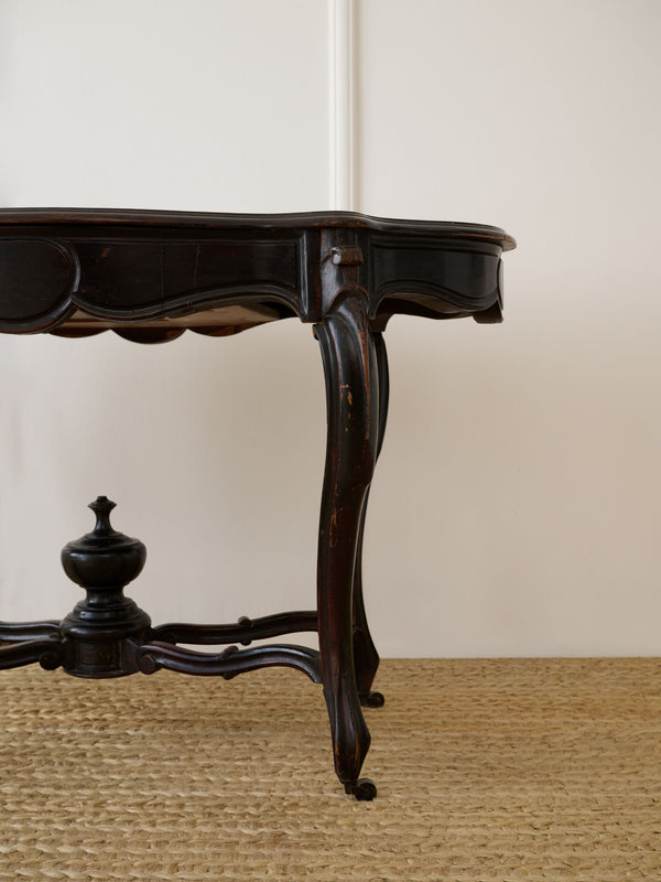 Ebonised Mahogany Lamp Table with Serpentine Top
