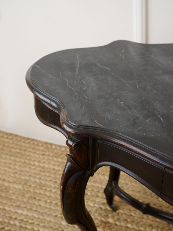 Ebonised Mahogany Lamp Table with Serpentine Top