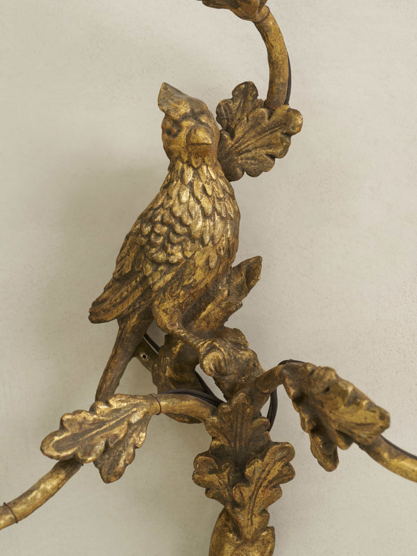 Gold Bird Sconces, Pair