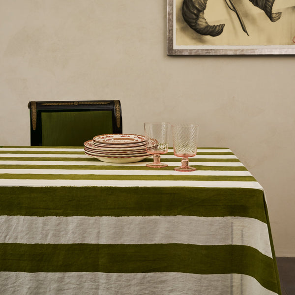 Green Stripe Tablecloth