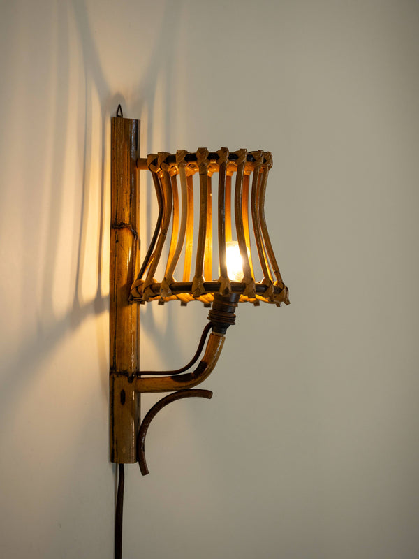 Mid-Century Italian Rattan Sconces