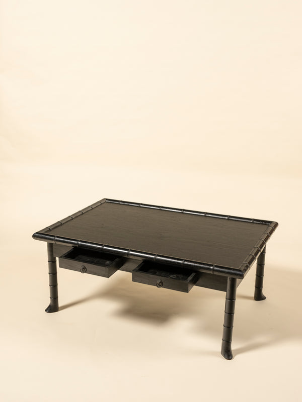 Vintage Hollywood Regency Faux Bamboo Cocktail Table