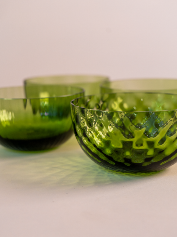 Idra Murano Glass Bowls,Mixed Set of 6- Soraya Green