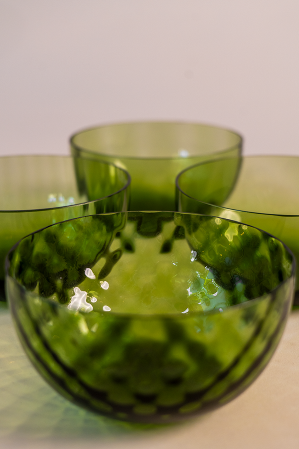 Idra Murano Glass Bowls,Mixed Set of 6- Soraya Green