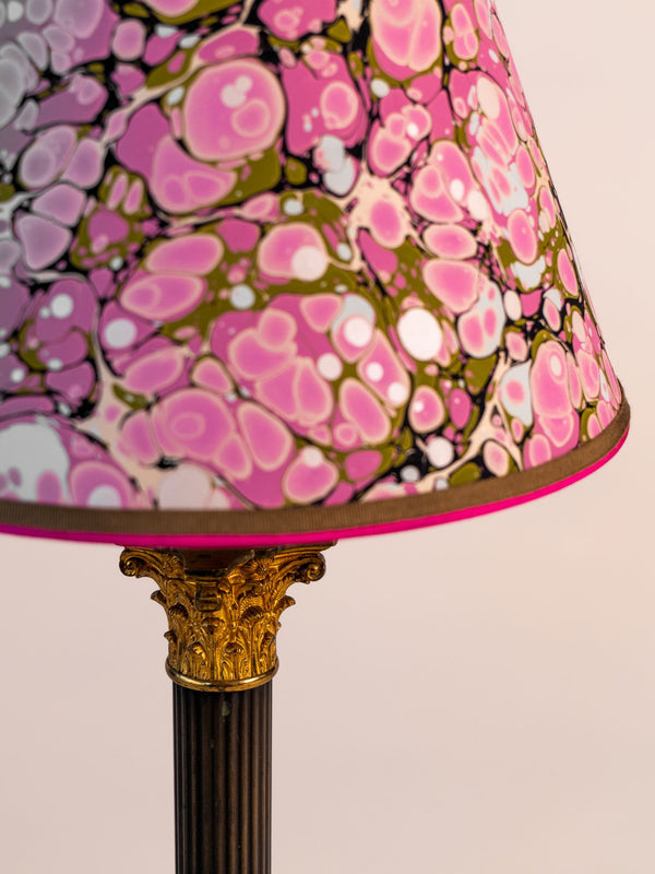 Vintage Column Lamp with Pink Marble Shade