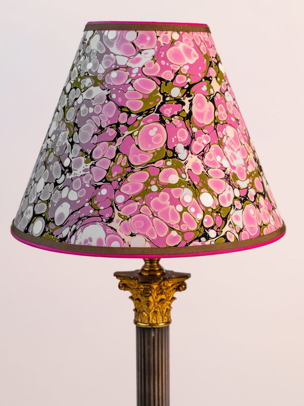 Vintage Column Lamp with Pink Marble Shade