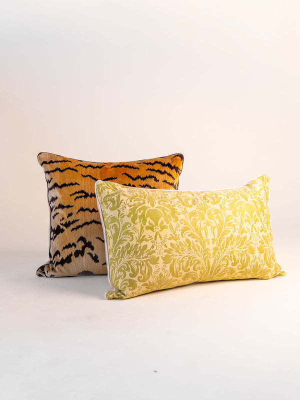Vintage Fortuny Green Scroll  Lumbar Pillow