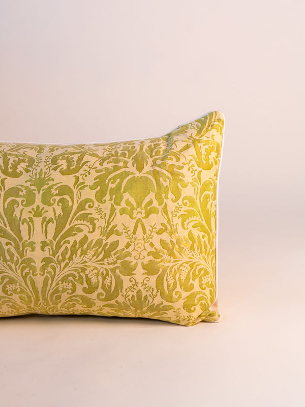 Vintage Fortuny Green Scroll  Lumbar Pillow