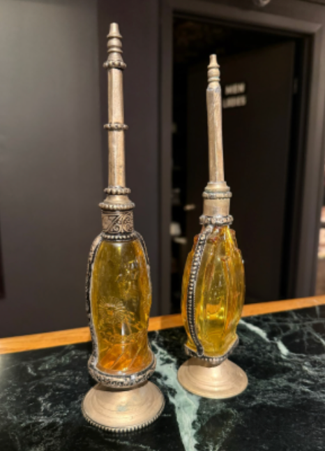 Moroccan Footed Glass Perfume Bottles - Pair