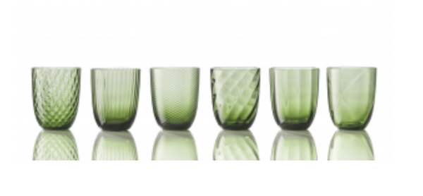 Idra Murano Glass Tumblers, Mixed Set of 6 - Soroya Green