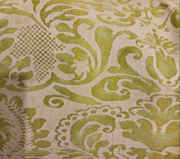 Vintage Fortuny green scroll  Pillow