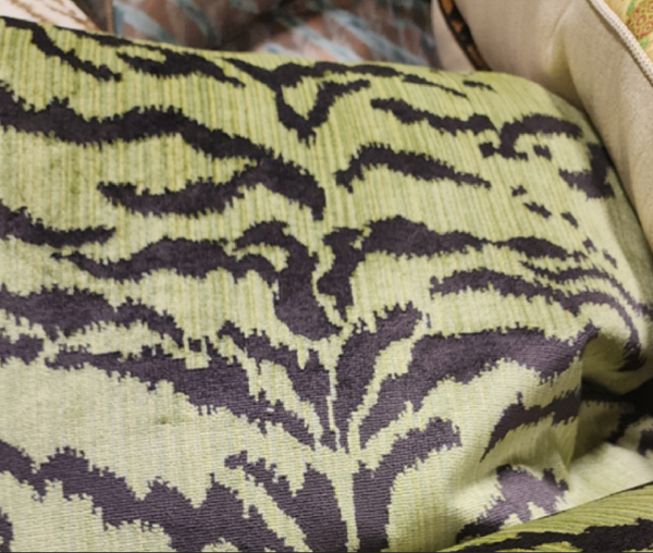 Scalamandre Silk Velvet Green Tiger Pillow