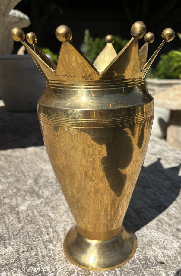 Pair of Brass Crown Vases