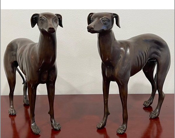 Vintage Pair of Bronze Whippets - Pair