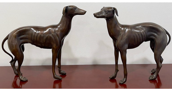 Vintage Pair of Bronze Whippets - Pair