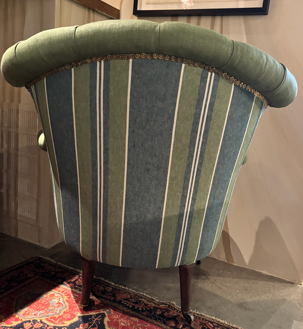 French Tufted Armchairs with Nailhead Details