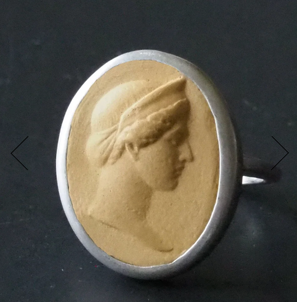 Maize Cameo Ring, Sterling Inset, Diana Size 6