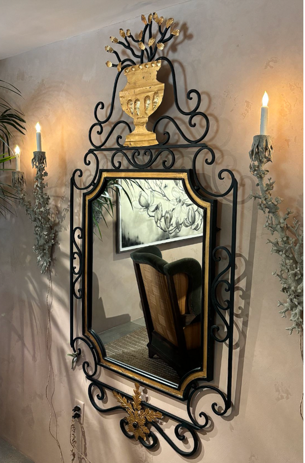 Tony Duqette Gilt and Wrought Iron Mirror