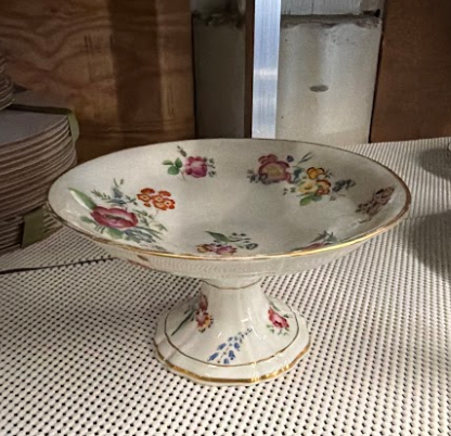 Floral Porcelain Pedestal Compote Dish 1860