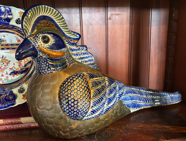 Mexican Brass and Ceramic Bird