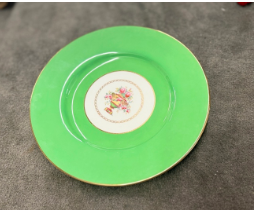 Spode Green Border Hand Painted Floral Dinner Plate, Set of 4