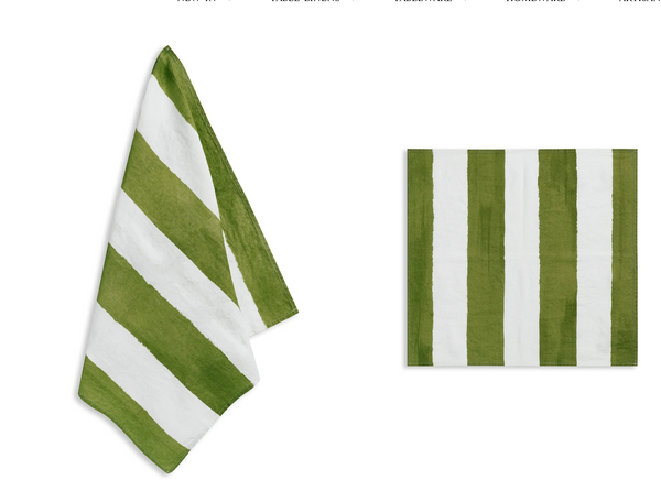 Green Stripe Tablecloth