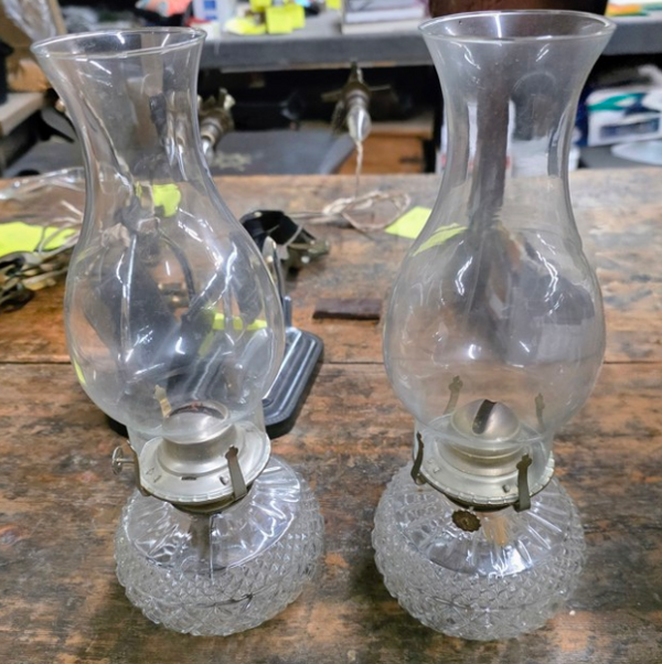 Crystal and Brass Flame Lamp