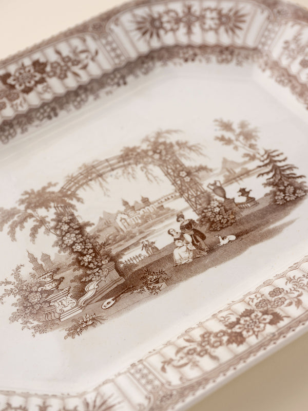 Wedgwood Brown Transferware Staffordshire Platter, Bower 1878