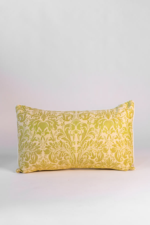 Vintage Fortuny Green Scroll  Lumbar Pillow
