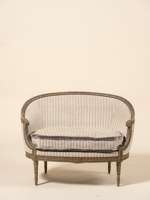 Upholstered Loveseat in Pierre Frey x Ken Fulk, Luxurious Velvet Lines