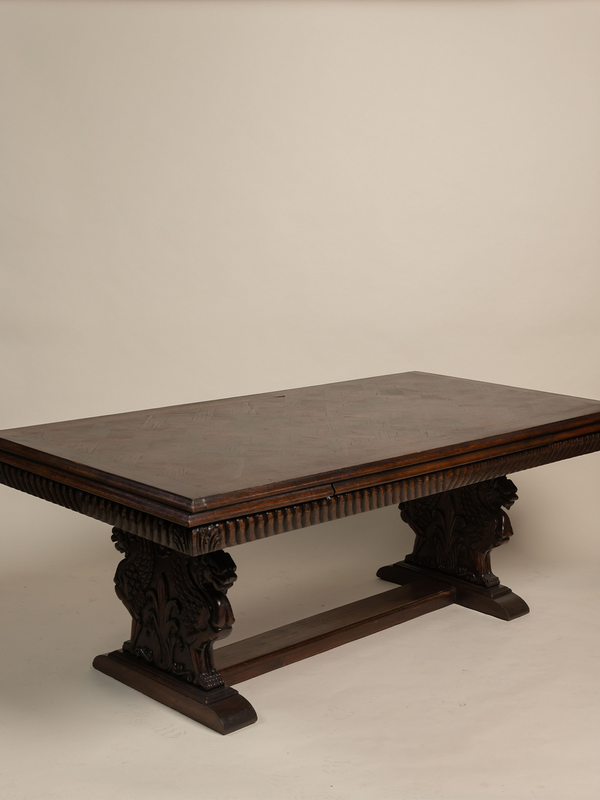 Victorian Carved Oak Library Table